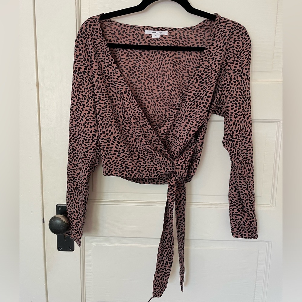 O’Neil Brown & Black Wrap Top (S)